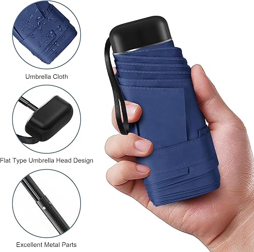 Miniatura 4 de LEAGERA Paraguas de viaje compacto con estuche, mini paraguas para bolso, diseño pequeño, ligero y pequeño, perfecto para sombrilla al aire libre y