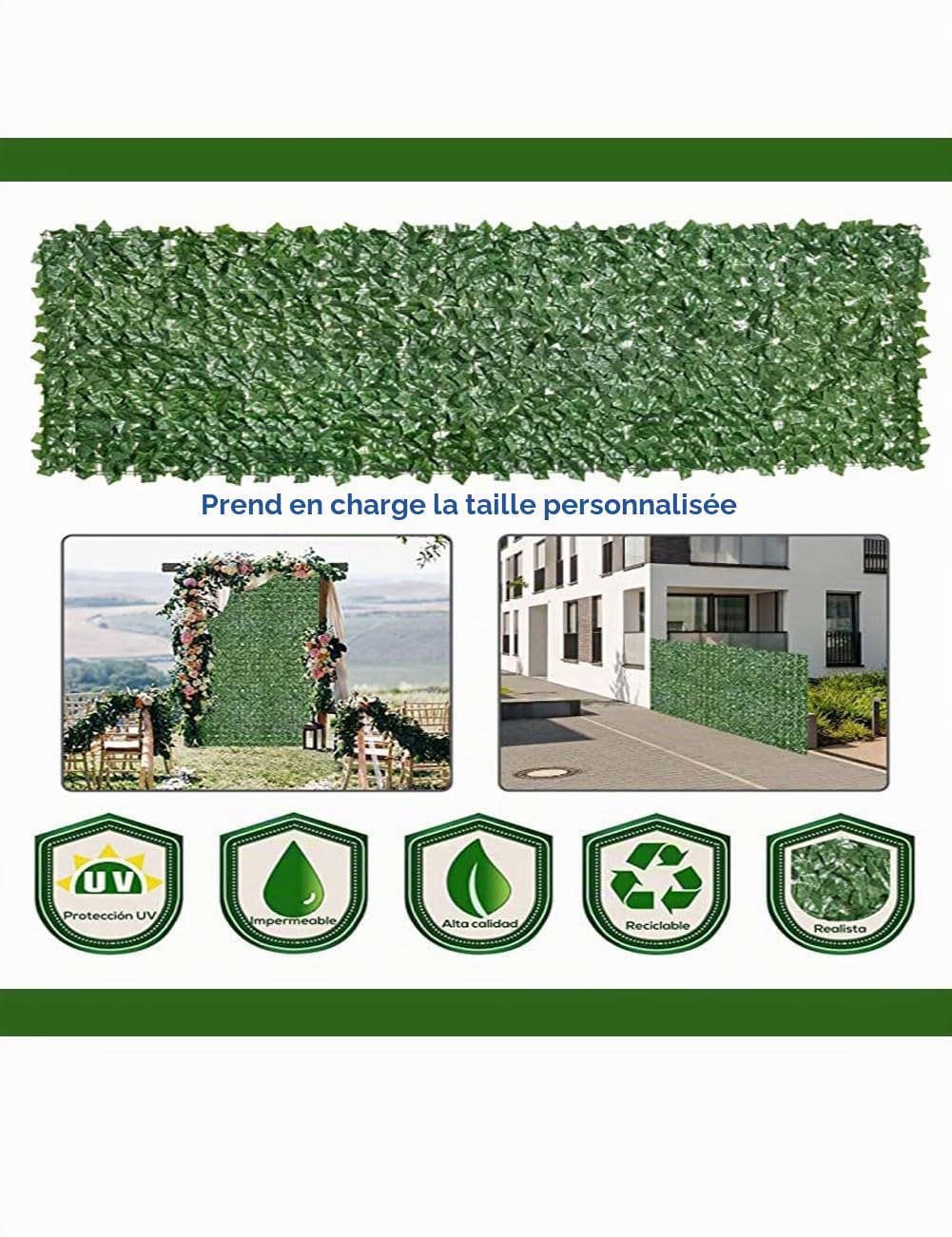 MAJHER Haie Artificielle Balcon 1m50 x 5m, Brise Vue Jardin Haie Artificielle en Rouleau, Haie Feuillage Artificiel, Clôture d'intimité, écran de Jardin pour Balcon Cour Arrière Patio(Color:02)