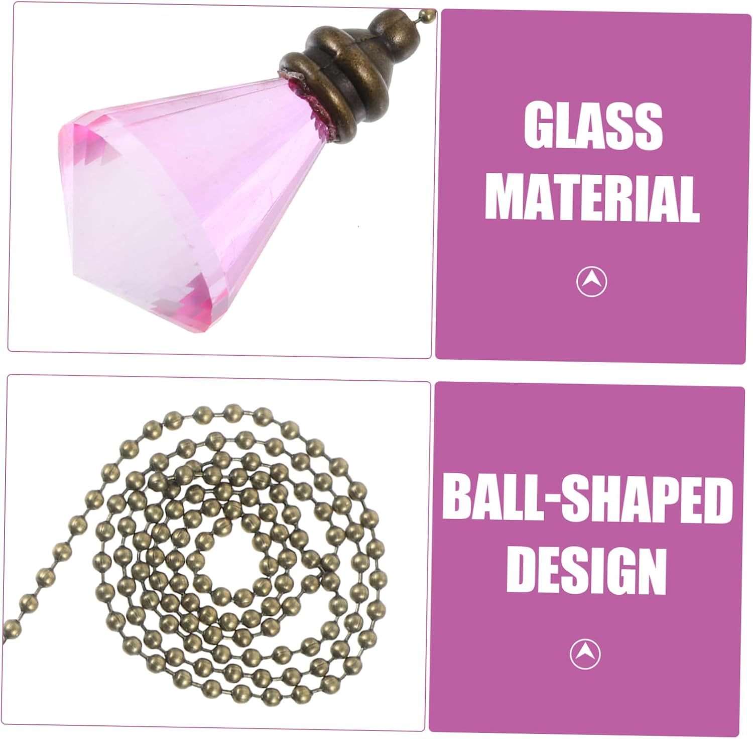 Angoily Luxurious Pendant Lighting Ball 2pcs Ceiling Fan Pull Chain Bedside Lamp Chains