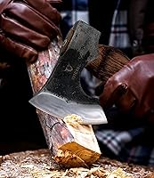 Vista 3 de Hacha de camping – Hacha de corte de 21 pulgadas para división de madera y leña, acero 1055 de alto carbono y mango de madera de haya, con funda
