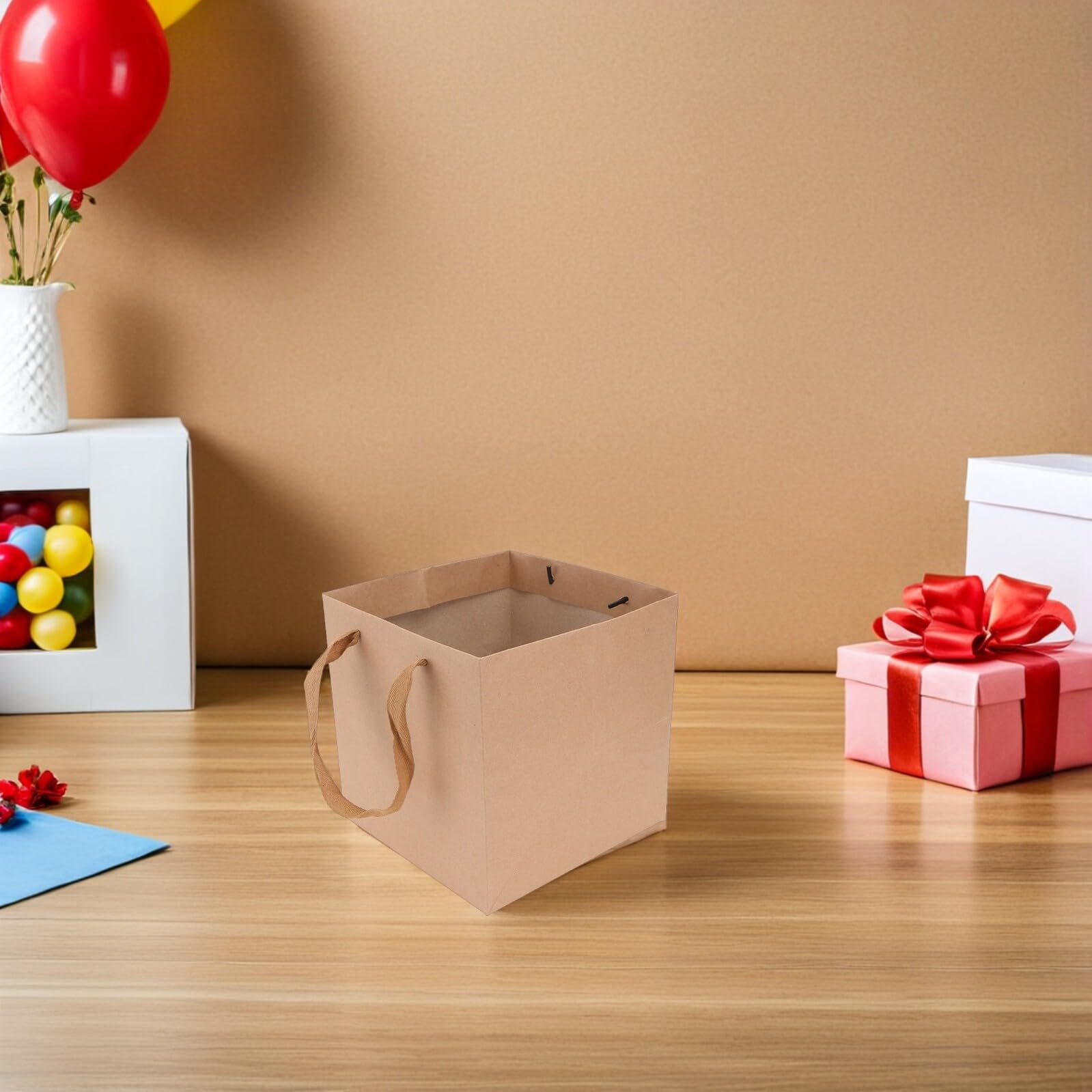 BELLIFFY 10 Częściowa Torebka Na Kwiatów Torebka Prezentowa Na Wynos Na Z Papieru Kraft Do Sadzenia Z Papieru Kraft Torebki Na