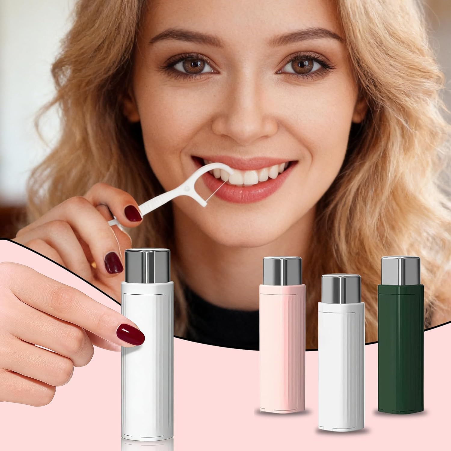 Portable Floss Dispenser with 100 Pcs Dental Floss, 2026 New Dental Floss Dispenser Dental Floss Picks Case, Refillable Automatic Travel Floss Pick Organizer Pocket Floss Boxes (3 Pcs Mix Color)