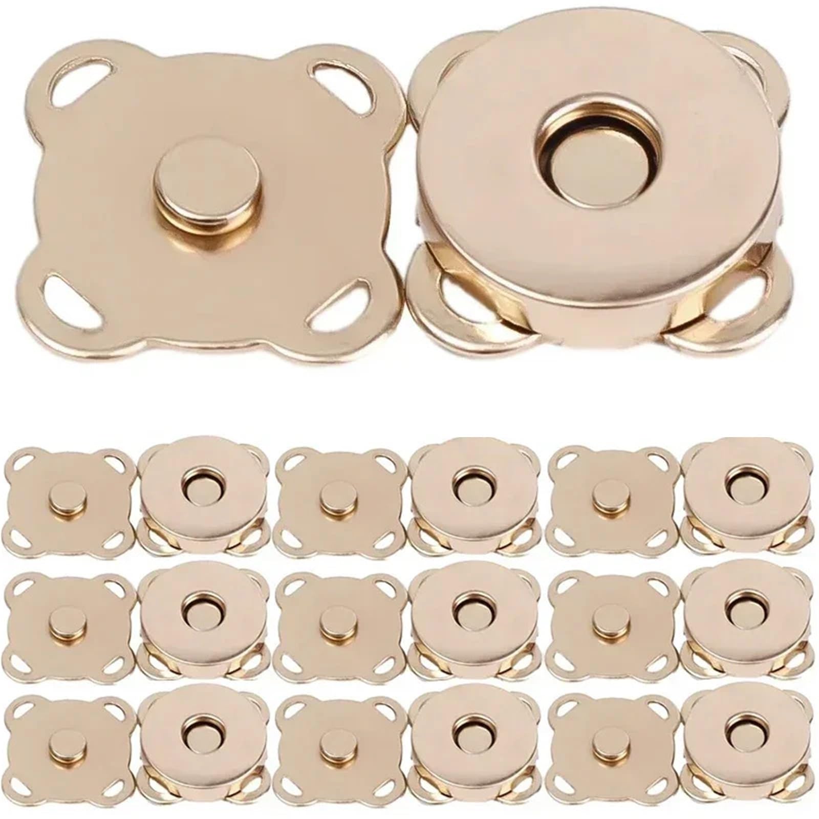 Magnetic Press Studs 1-20sets Square Magnetic Snap Fasteners Clasps Button Handbag Purse Wallet Craft Bags Parts Accessories(Rose Gold - 18mm,10Set)