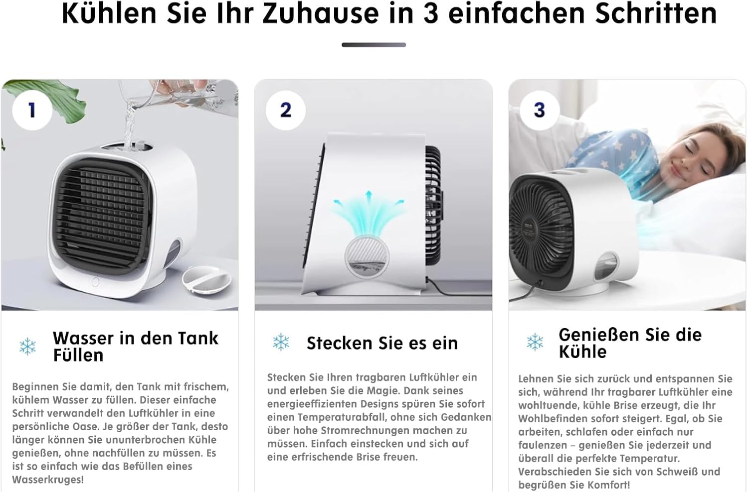 Aira Breeze Luftkühler, Airabreeze Kleine Klimaanlage für Zimmer, Tischventilator mit Wasserkühlung, Tragbarer Klimaanlagen Ventilator Usb-Betriebener Luftkühler