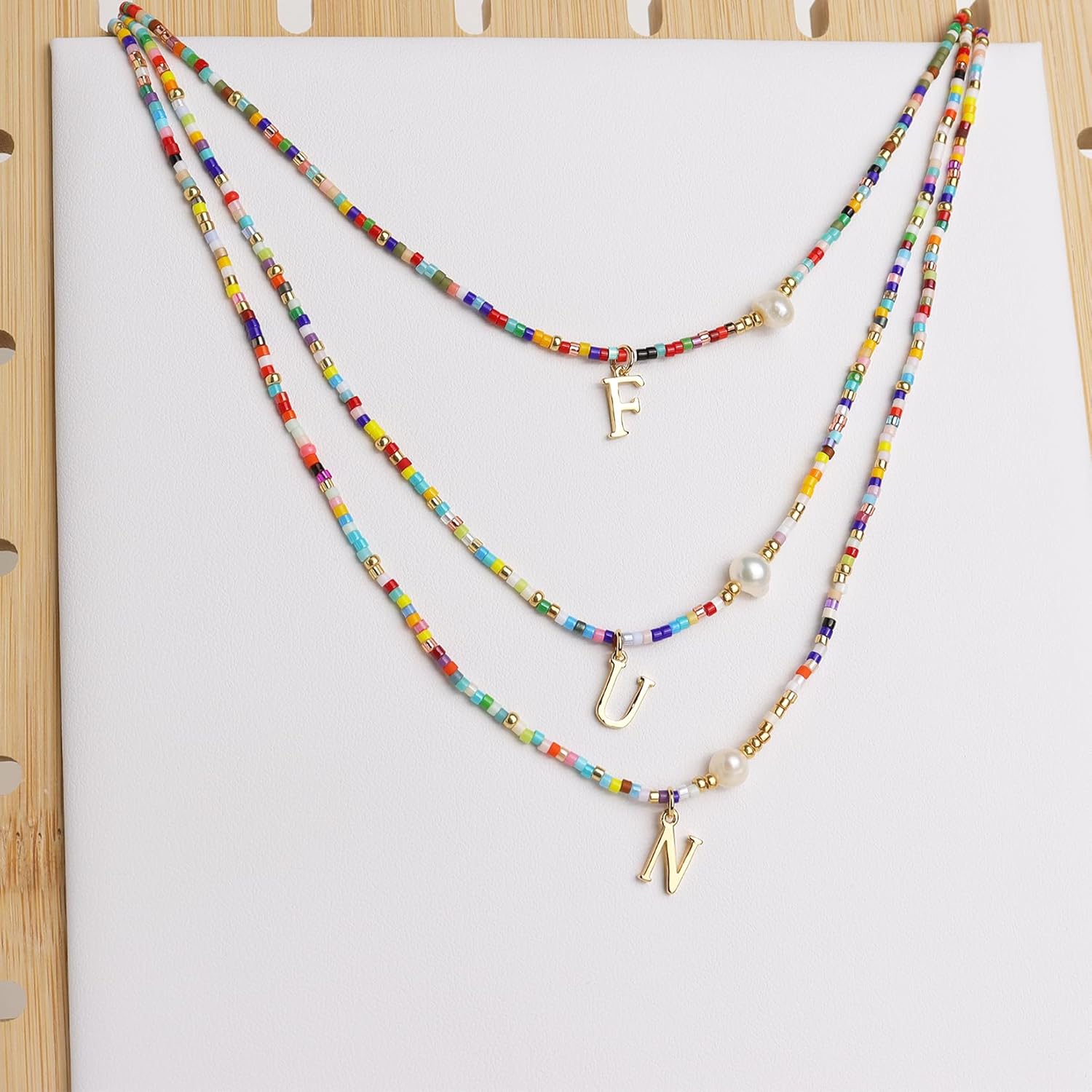 Colorful Pearl Beaded Initial Choker Necklaces for Women, Boho Handmade Personalized Seed Beads Letter Name Necklace Beach Surfer Bohemian Jewelry Gift - Image 6