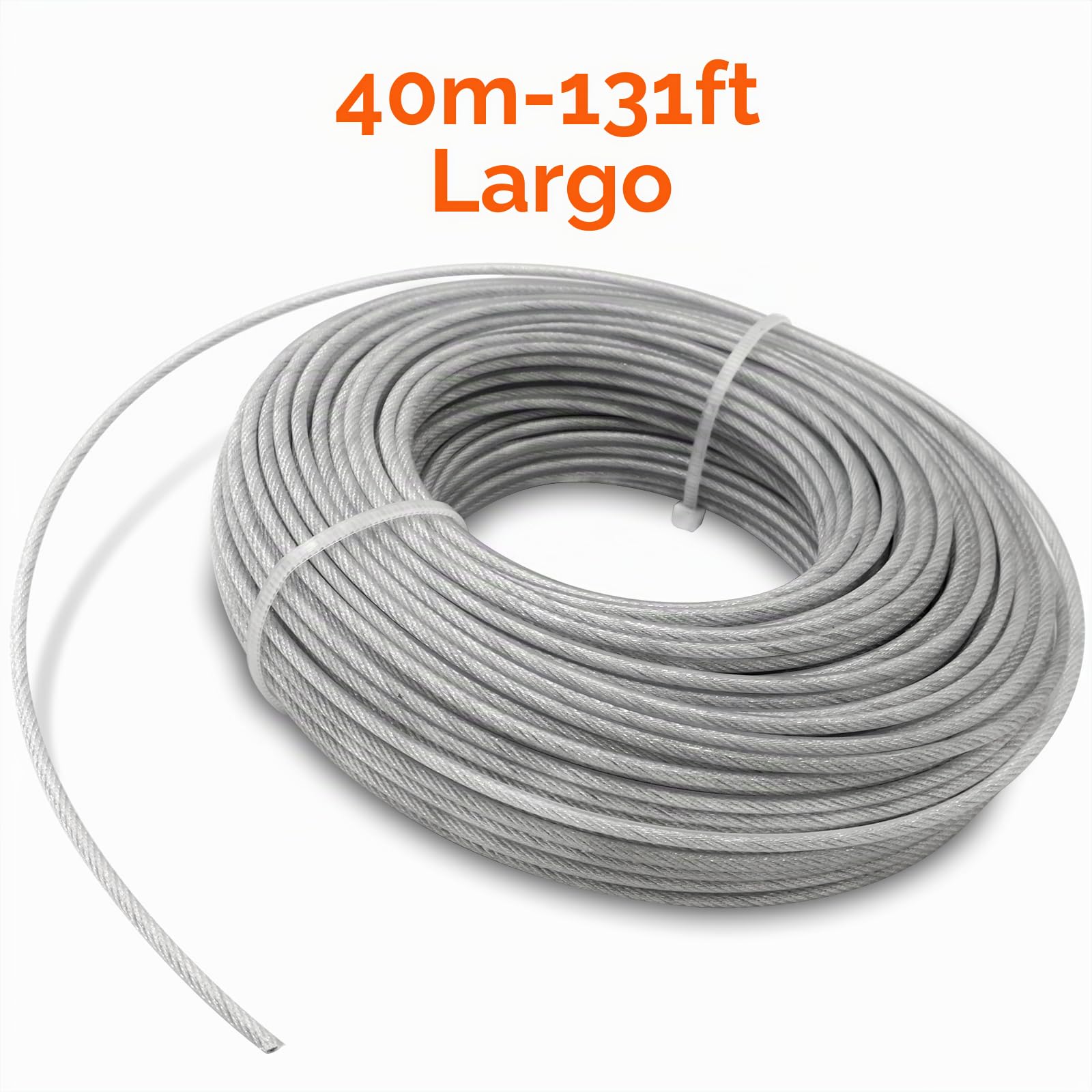 Akuoly Hilo para cortabordes desbrozadora 3,0mm Diámetro de acero de nailon 40m Cables para Recortadoras de Cable