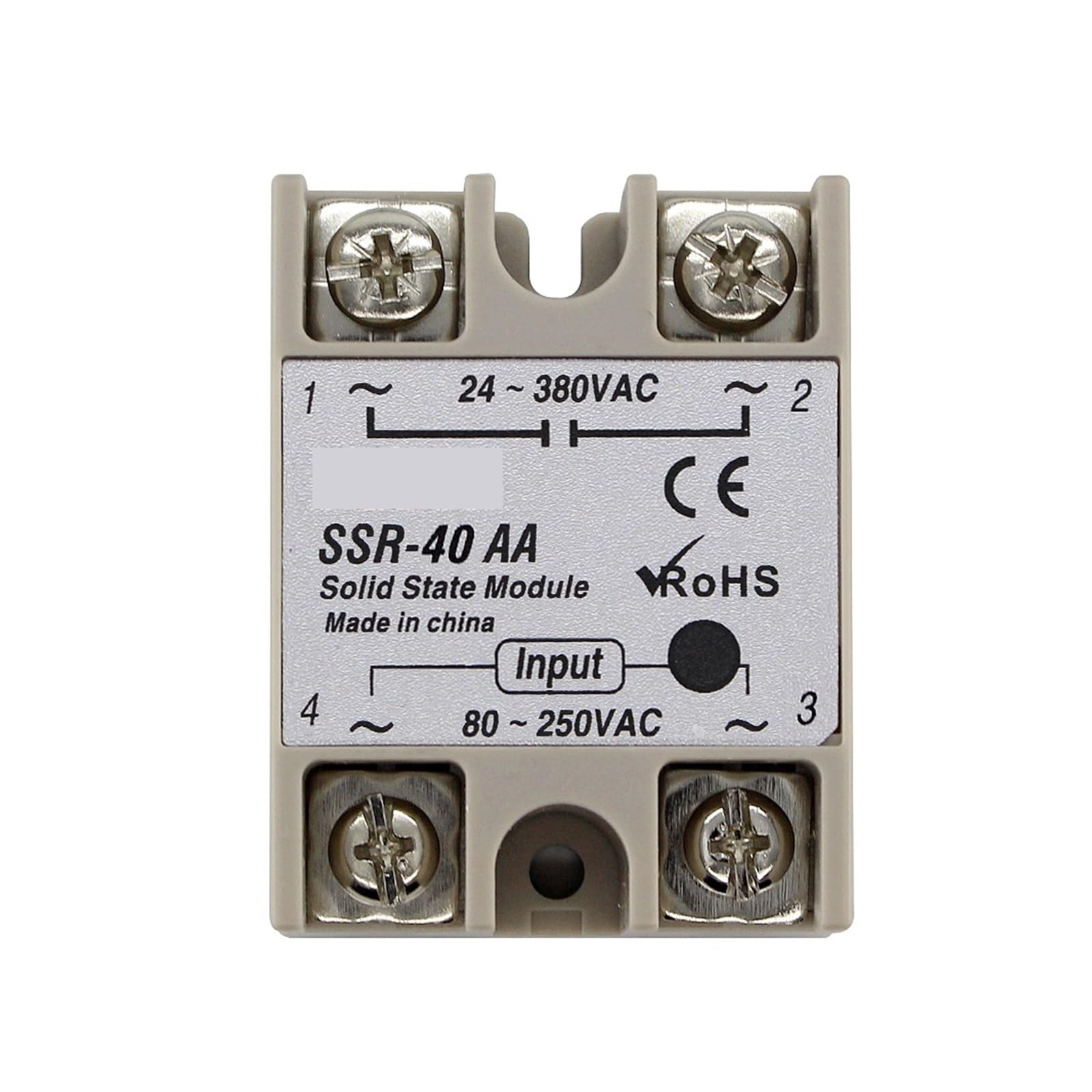SSR-10AA SSR-25AA SSR-40AA 10A 25A 40A Solid State Relay Module 80-250V Input AC 24-380V Output(SSR-40AA)