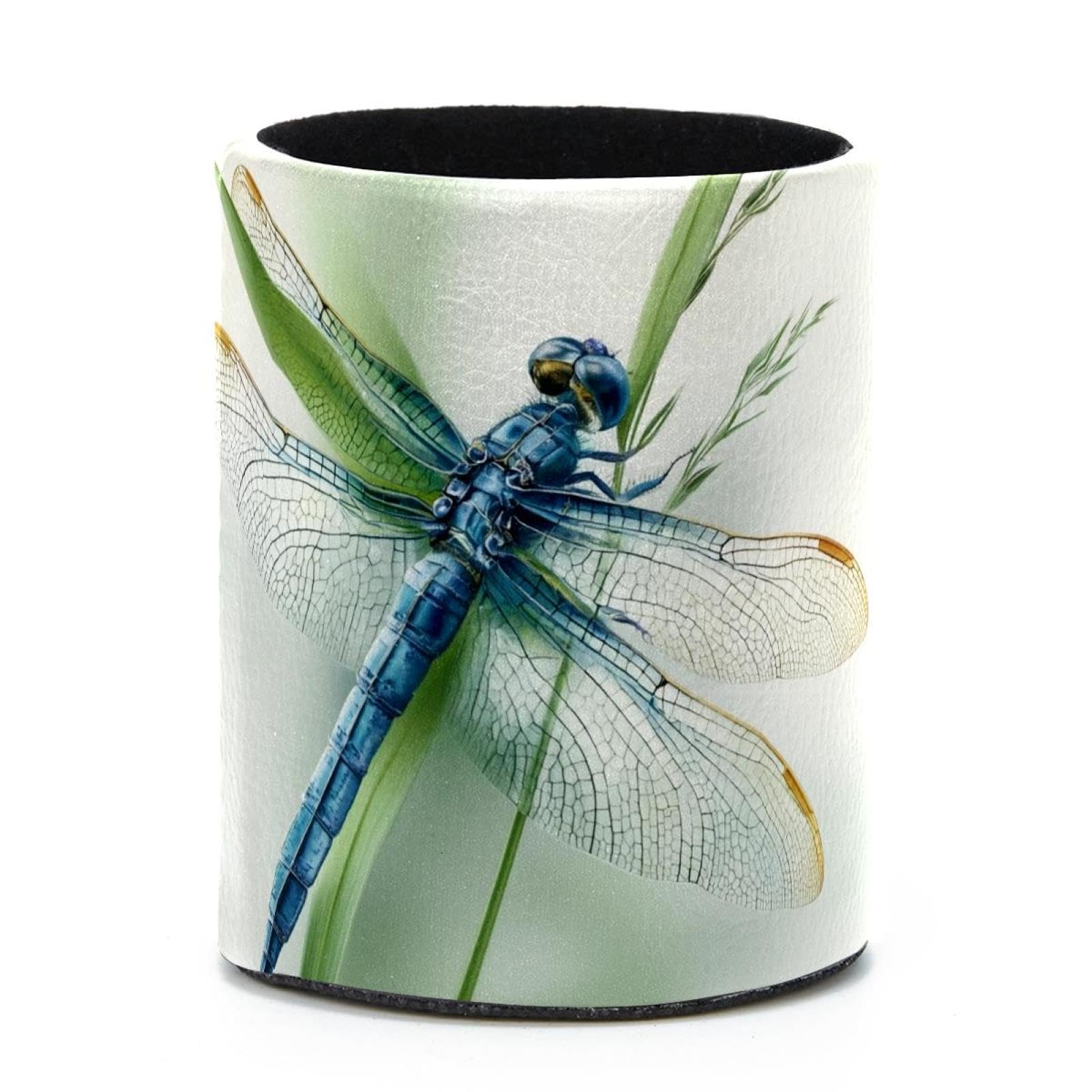VAPOKF Round Pencil Holders for Desk, Dragonfly Pen Holders Pen Pot Makeup Brushes Storage Desktop Stationery Supplies Organiser for Home Office