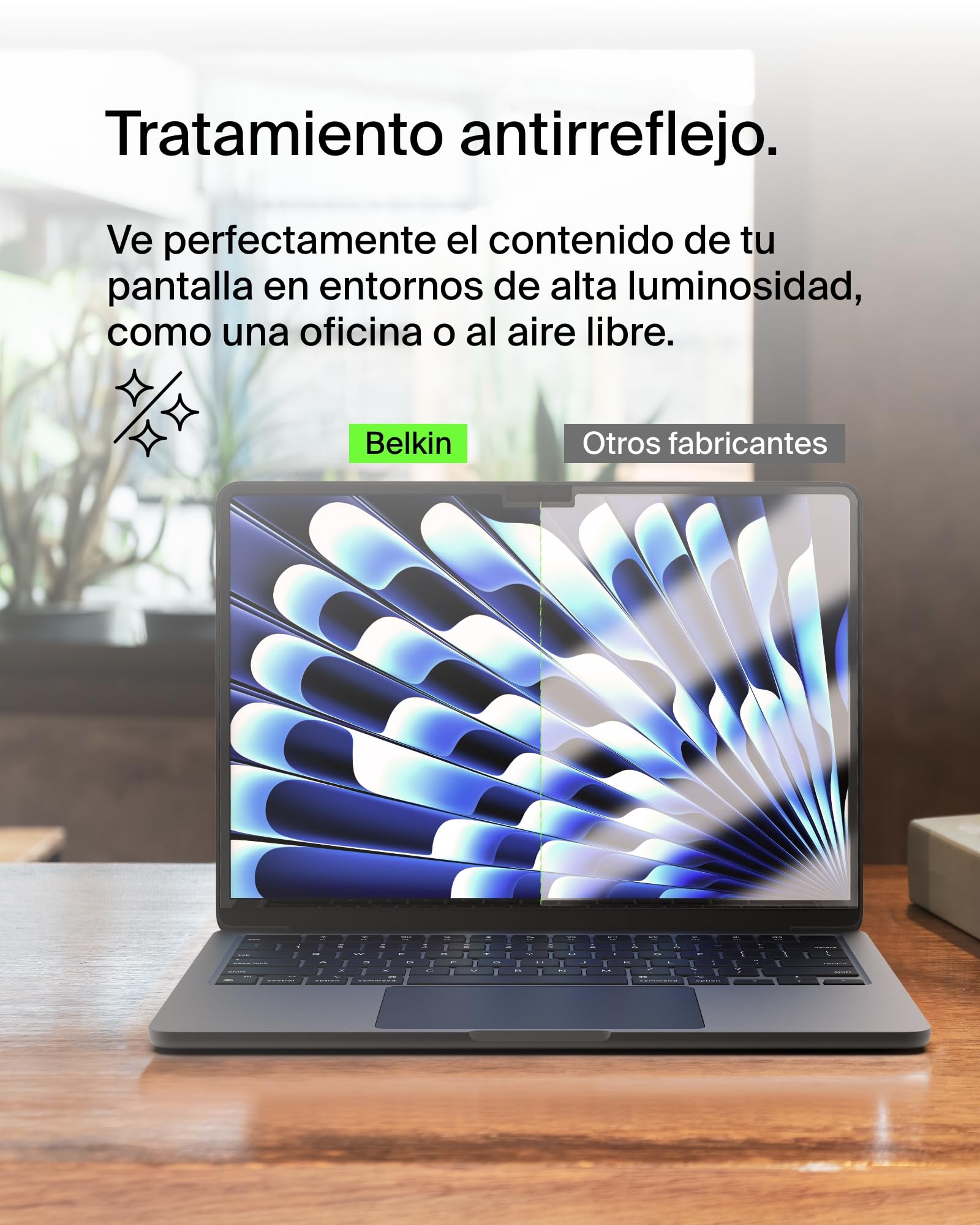 Belkin ScreenForce TruePrivacy protector de pantalla para MacBook Air 13 M2, película antirreflejo, grado 2H de dureza, filtro de privacidad, adhesivo de silicio para instalación y extracción fáciles