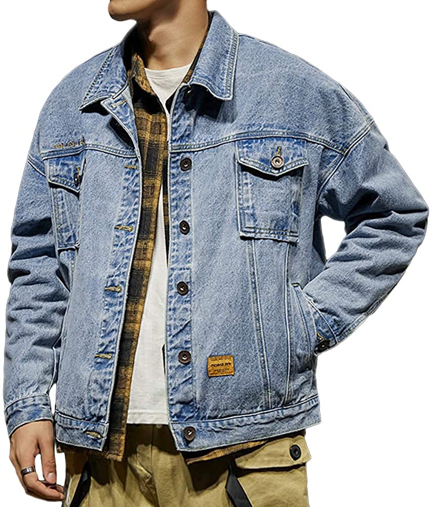 Tomwell Giacca Jeans Uomo Manica Lunga Casual Denim Giubbini Cappotti Oversize Strappata Giacche Giubbotto Uomini Moda Streetwear Autunno Cappotto Leggero Giaccone da Lavoro