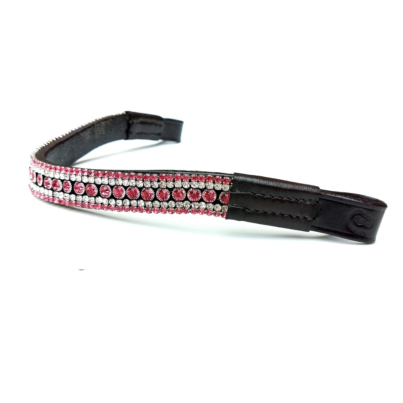 Countrypride SPARKY BLING BROWBAND 5 ROW DIAMANTE FOR BRIDLES IDEAL FOR SHOWING AND DRESSAGE PINK (Brown, Pony (14"))
