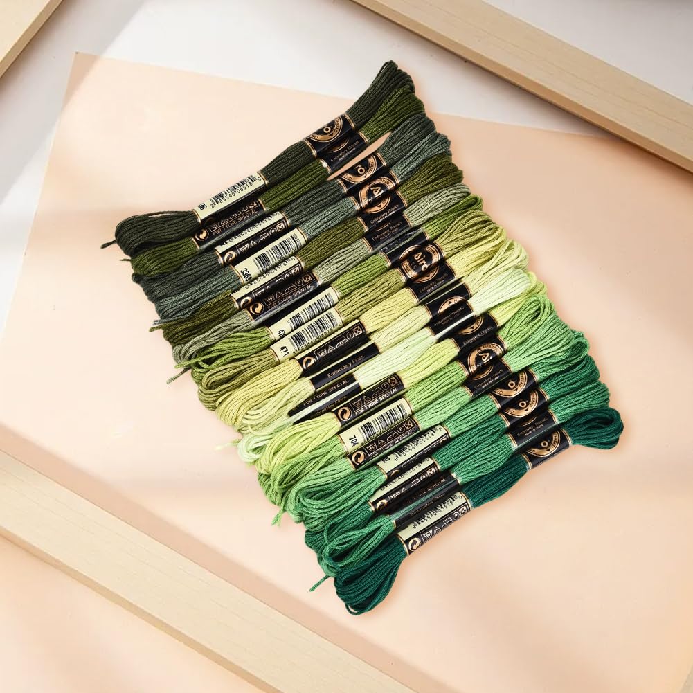 CABODYALS 18 Skeins 6 Strands Green Embroidery Thread Cross Stitch Variegated Gradient Floss Friendship Bracelet String Yarn Polyester Threads for Hand Sewing Needlecraft Jewellery Diy Craft Stitching - Image 3