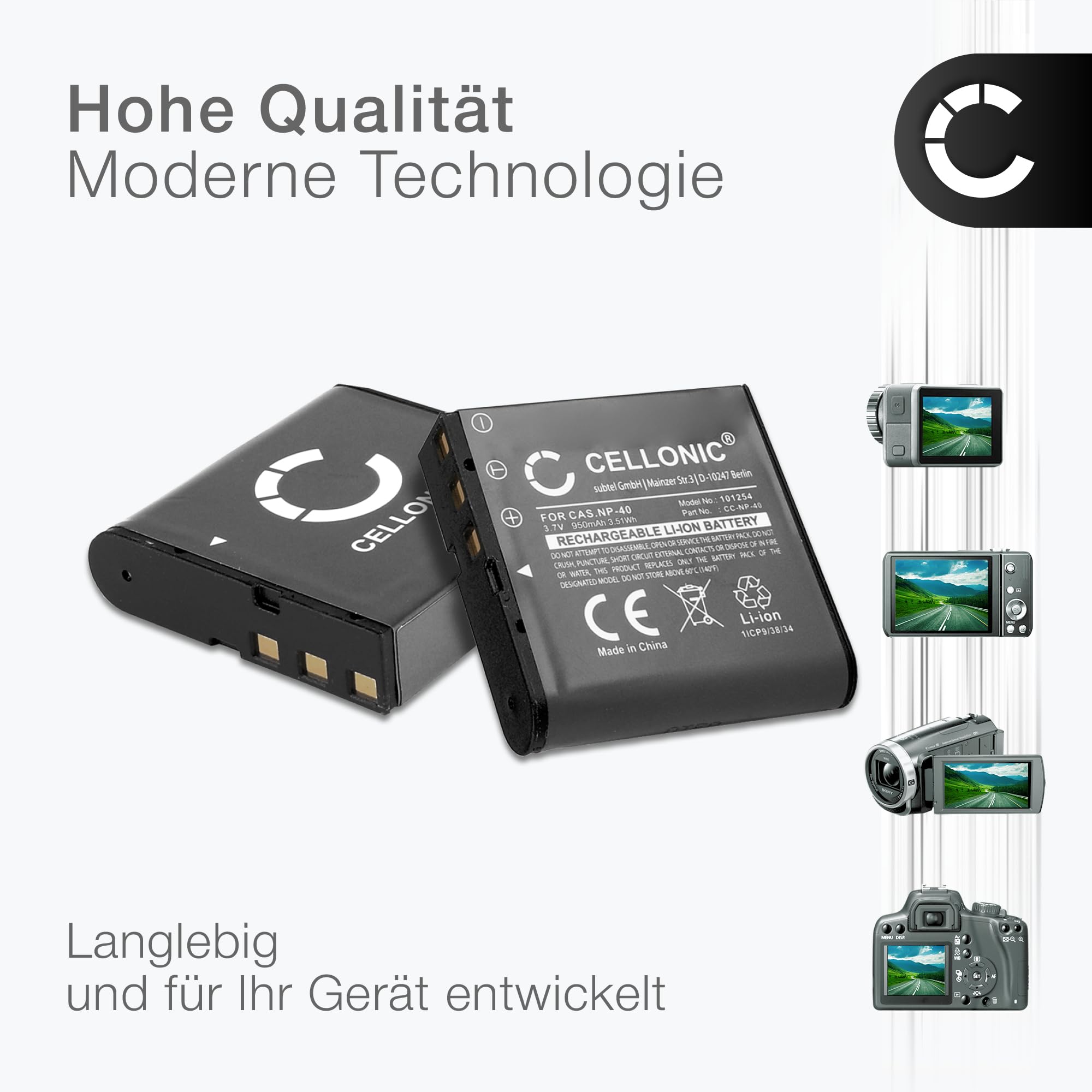 CELLONIC 2X Akku kompatibel mit ACTITOP HD 1080p 16x Zoom 24MP