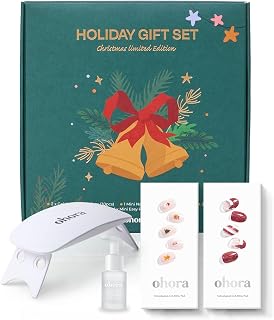 ohora Semi Cured Gel Nail Strips ([2025 Christmas Set] N Jolly Jingles & N Santa Cane) - Works with Any Lamps, Salon-Quality, Long Lasting, Easy to Apply & Remove