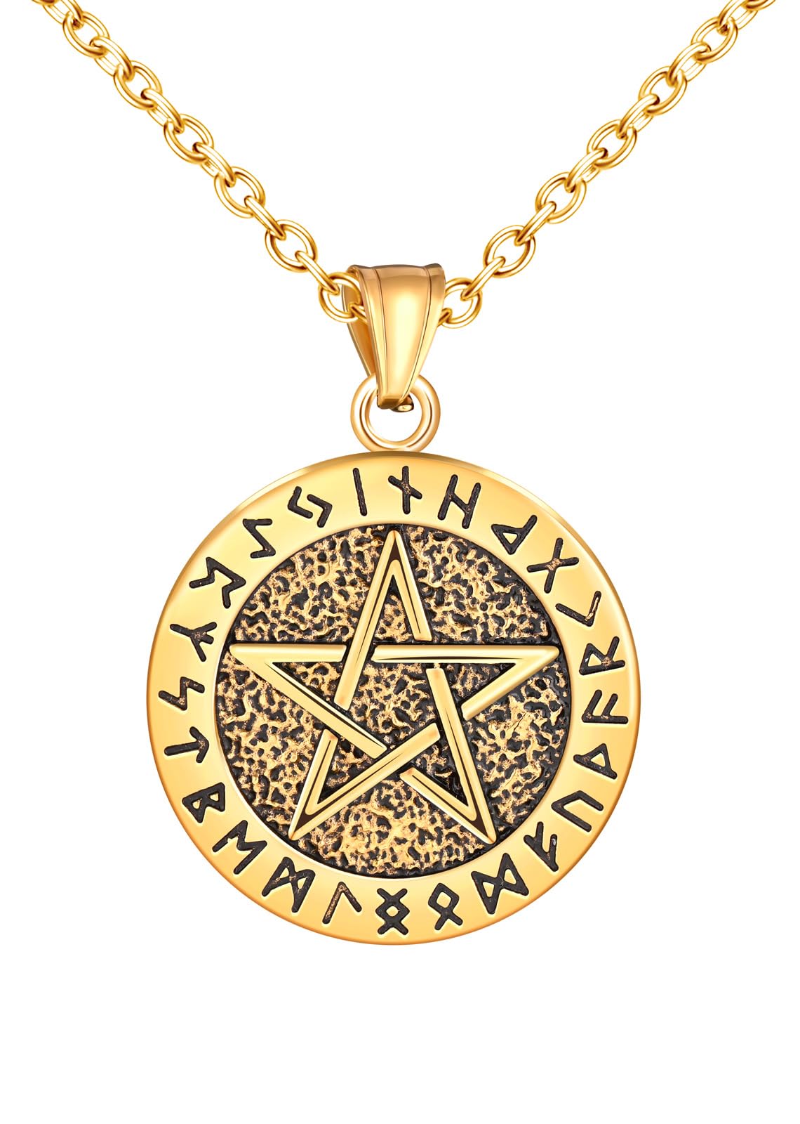 INFINIONLY Collar Colgante Estrella de Acero Inoxidable para Hombre Moda Colgantes Medallón Vintage Joyería Tendencia para Adolescentes