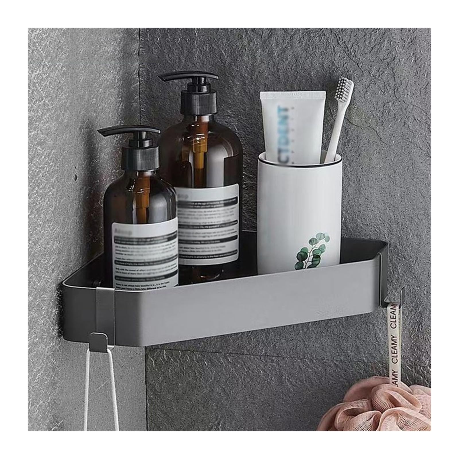 XYIANG Corner Bathroom Shelf Wall Mounted Corner Shower Caddy No Drill 304 Stainless Steel Shower Organizer with 2