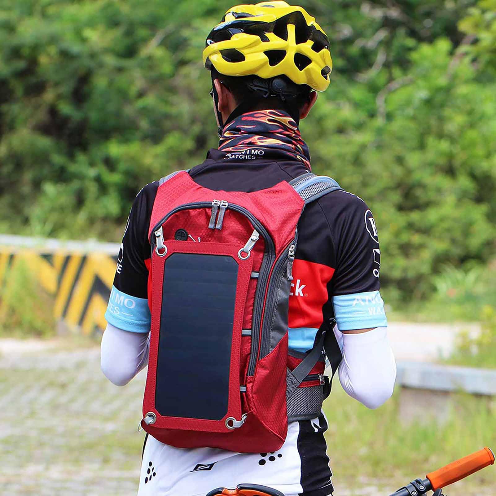 VGEBY Zaino Solare, Pannello Solare 6.5W Multifunzione Unisex capacità 2 Litri Zaino da Viaggio per Escursioni Bicicletta Viaggiatori Outdoor