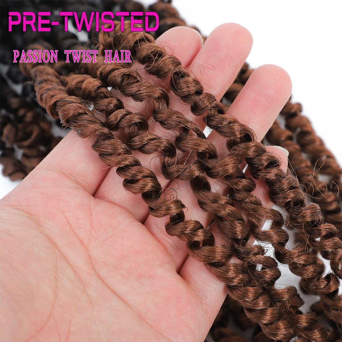 Bestlove Brown Passion Twist Crochet Hair Pre Looped for Black Women 18 Inch 8 Packs Boho Water Wave Curly Crochet Braids Hair Extensions (T30)
