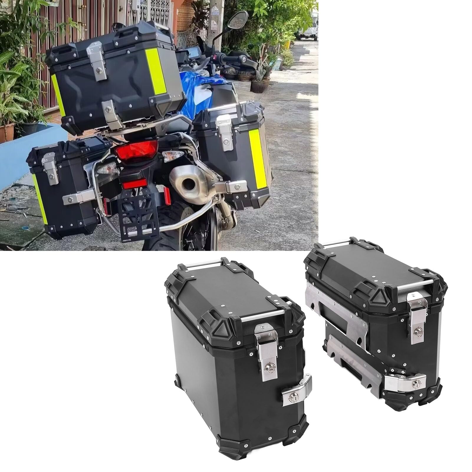 Generic Kufer Boczny Motocykla 38L Wodoodporny, Szybko Zamykany Schowek Boczny ze Stopu Aluminium na bagaż na (BLACK)