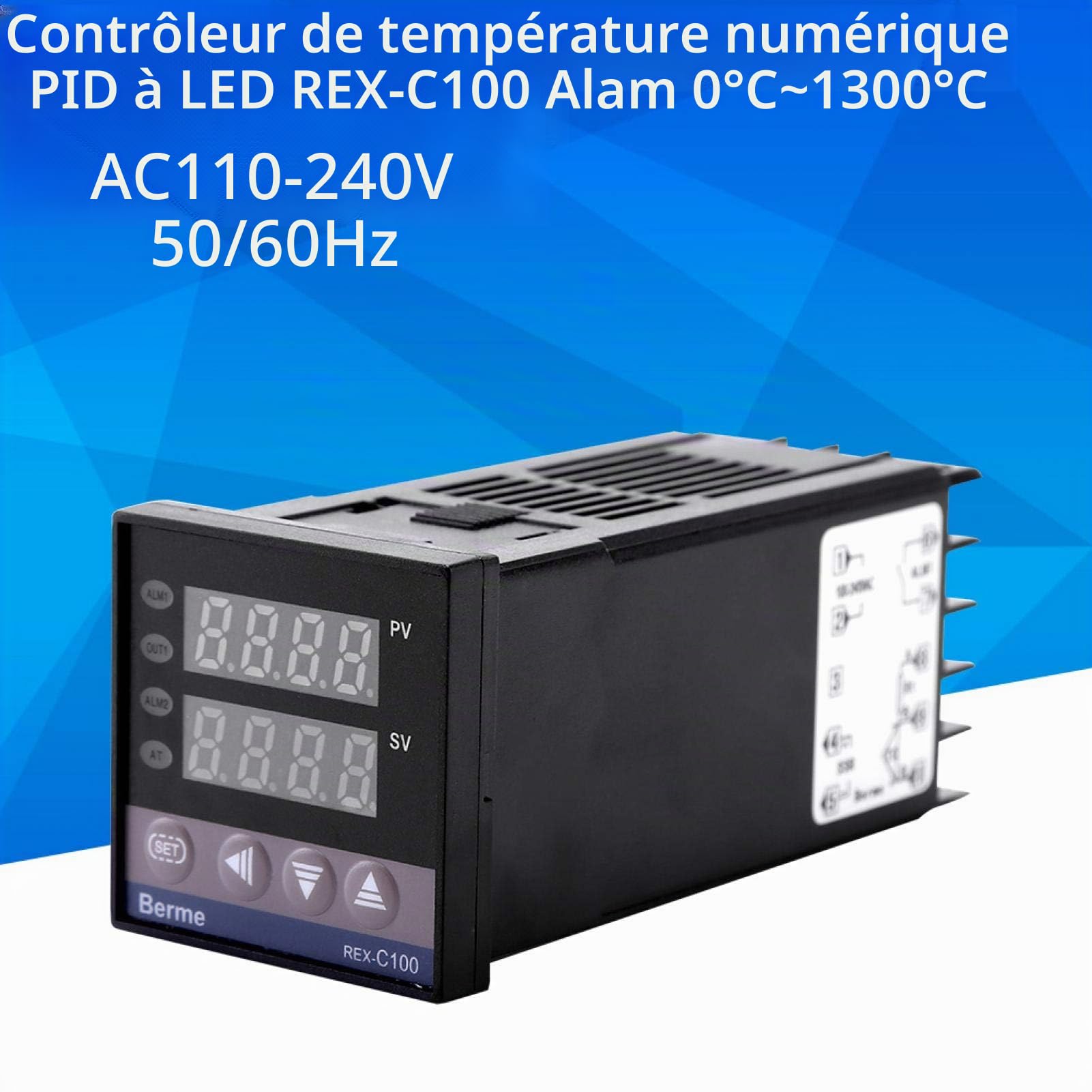 Régulateur de température PID REX-C100, alarme 0 ~ 1300 Kits de contrôleur de température PID à LED numérique REX-C100 AC110V-240V