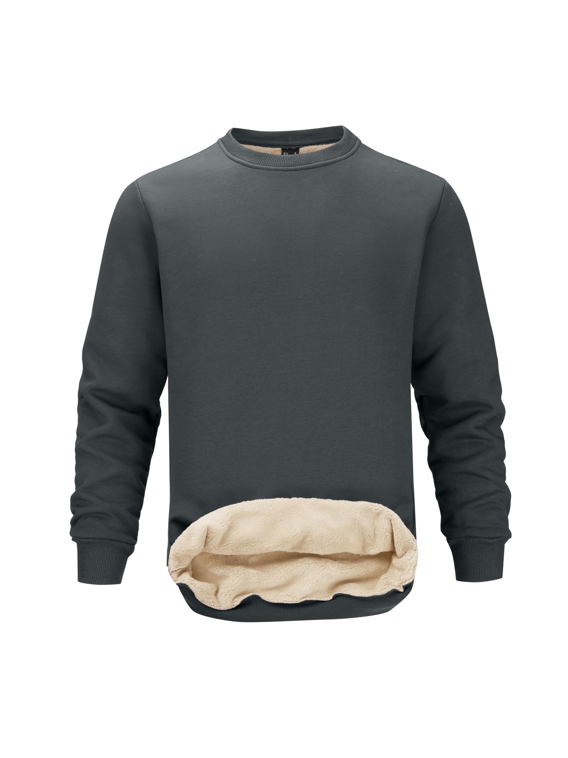 Tansozer Mens Fleece Crewneck Sweatshirt Warm Sherpa Lined Thick Pullover Long Sleeve Tops Shirts