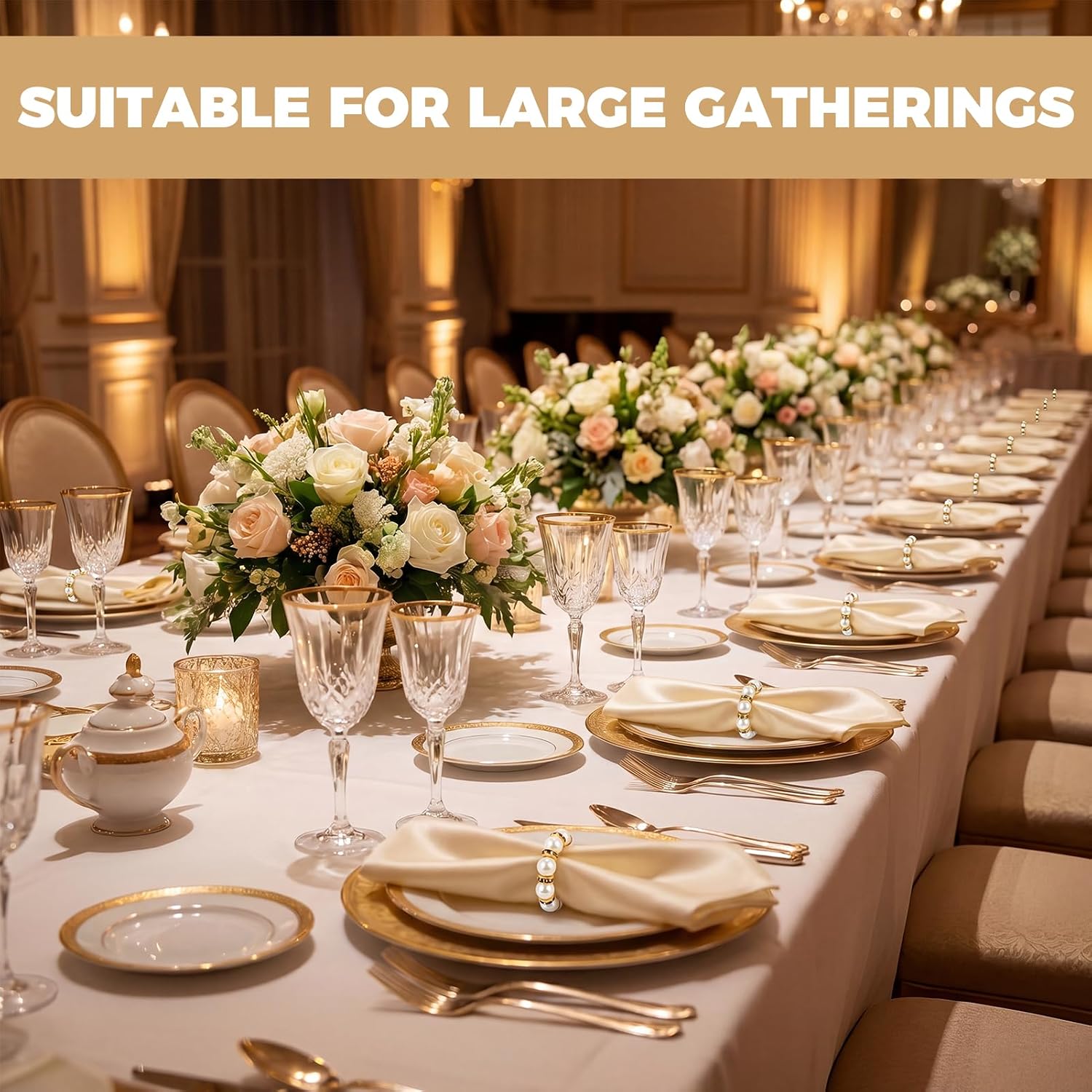 100 Pcs Gold Napkin Rings, Imitation Pearl Napkin Rings Decor, Reusable