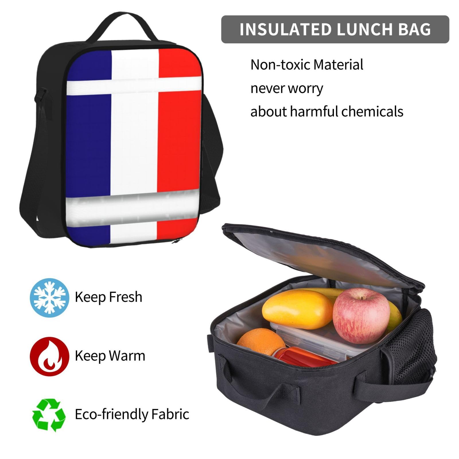Francuska flaga plecak dziecko chłopcy dziewczęta pudełko na lunch szkoła torba zestaw uczniów szkoły student prezent, Czarny, One Size, Bagaż