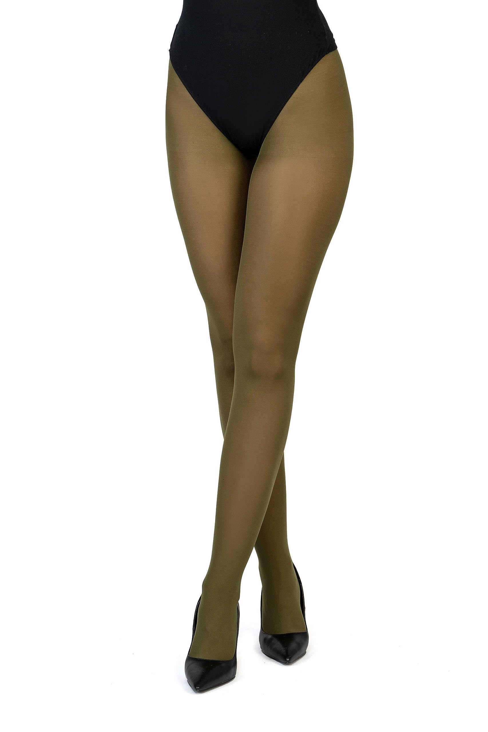 LORES Women’s Classic Matte Tights 40 DEN Semi Sheer Thigh for Ladies Invisible Panty Part Elegant & Evening Style Concorde40, Oliva XL