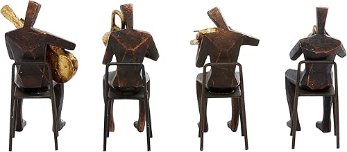 Miniatura 8 de Deco 79 Polystone - Escultura decorativa de músico, estatuas de decoración del hogar con instrumentos dorados, juego de 4 figuras de acento de 5