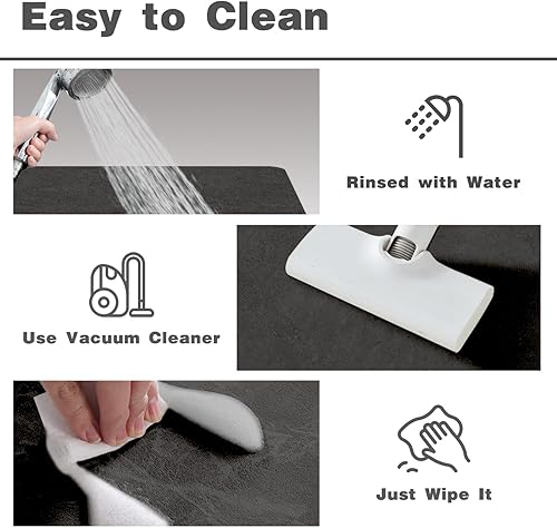 Miniatura 7 de Tapete de Baño Negro, Alfombras de Baño Antideslizantes Lavables Delgadas Absorbentes de Secado Rápido Tapete de Baño que Cabe Debajo de la Puerta