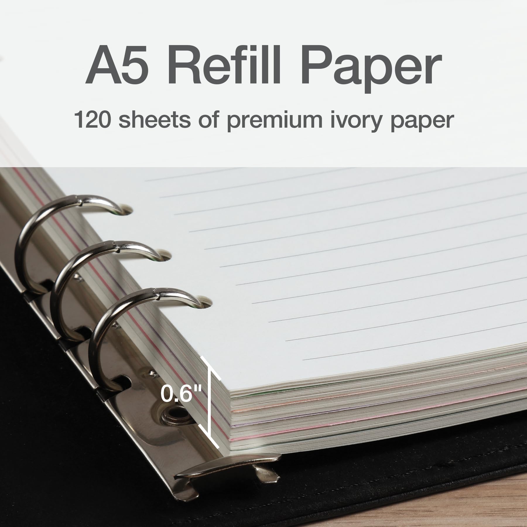 Oxford Papel de recambio A5, papel rayado de 6 anillos con separadores de carpeta pastel, 5 pestañas, 120 hojas, 6 x 8.25 pulgadas, cuaderno, diario de viñetas e insertos de planificador (1016731)