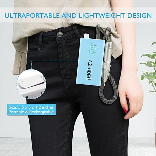 Miniatura 5 de AZ GOGO - Taladro de uñas inalámbrico, 30,000 rpm, recargable, portátil, máquina eléctrica para uñas acrílicas de gel, kit de manicura y pedicura