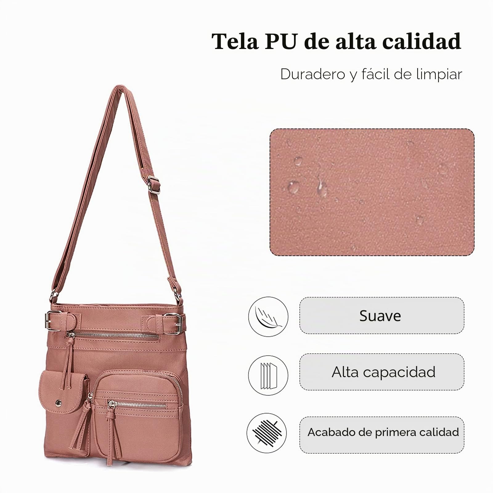 FANDARE Ligero Bolsos Bandolera Mensajero Hombro Cruzados Impermeable pequeño Mujer Señora Adolescentes Bolsos de Mano Niña Escuela Conmutar Viaje Compras Playa Crossbody