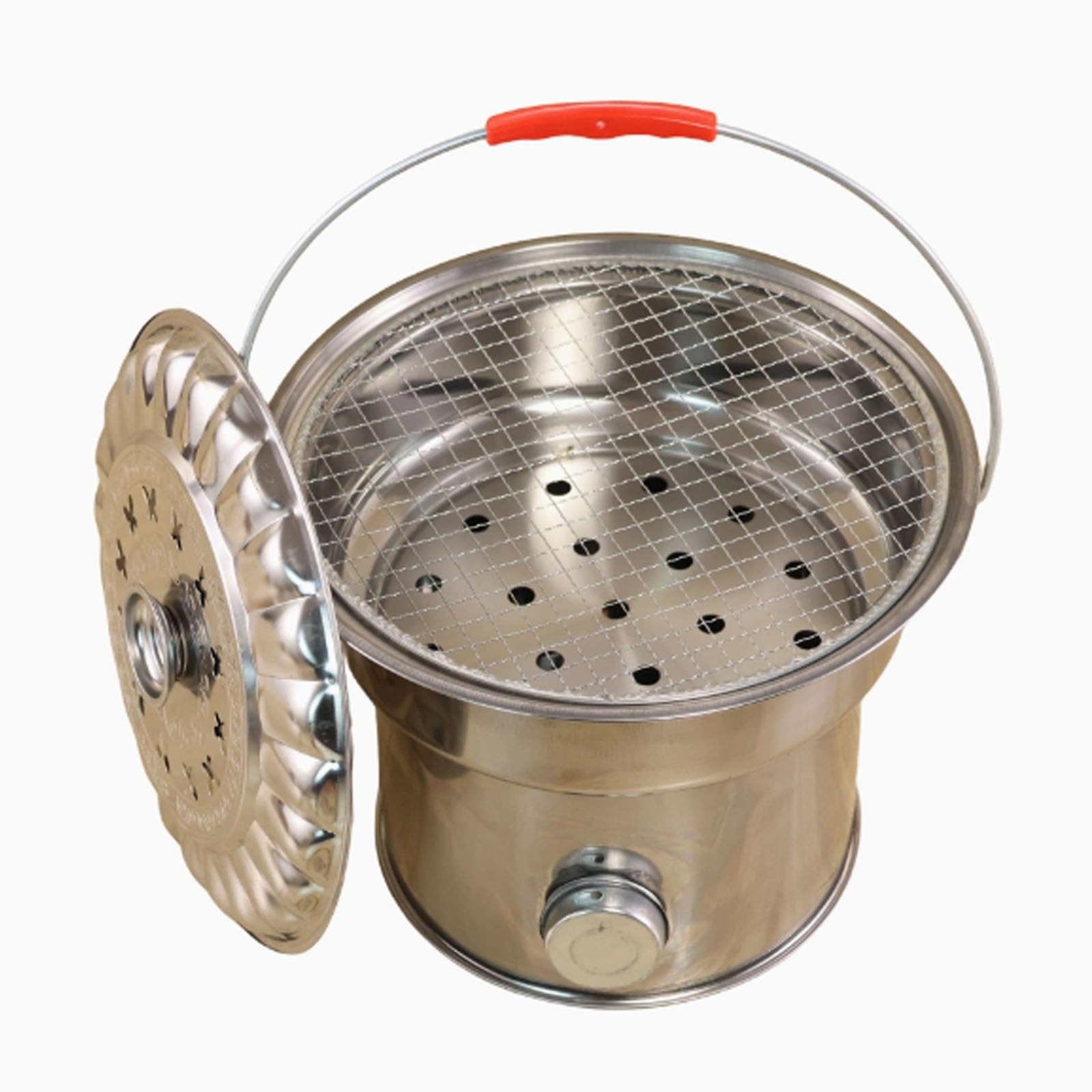 Incinérateur à barillet en métal épais - Réchaud de camp portable avec couvercle et gril, foyer extérieur idéal pour la combustion du bois dans la maison et le jardin, pot à feu durable pour
