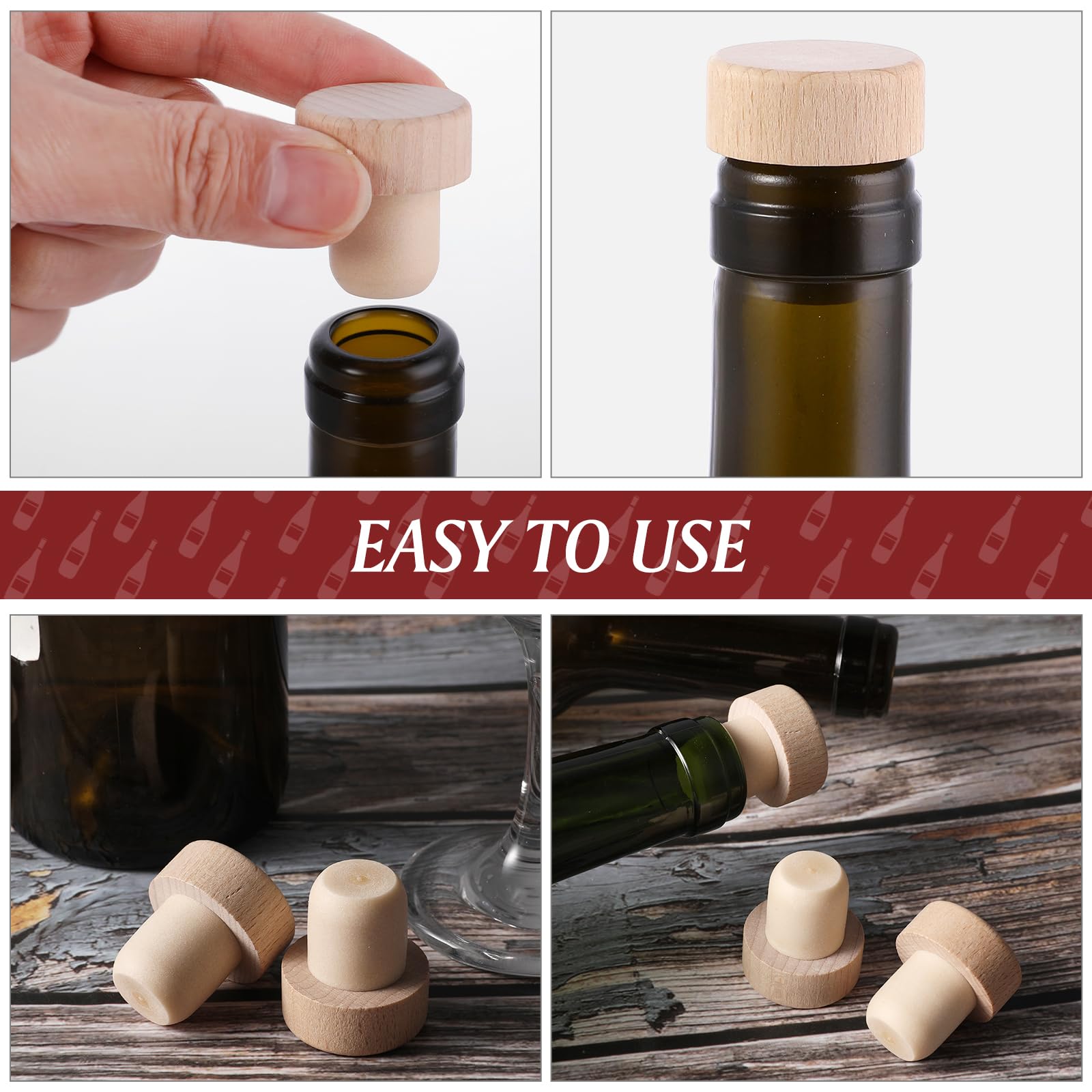 Aster 12 Pieces Wine Bottle Corks Wooden, T-Shaped Wine Bottle Stoppers - Image 4