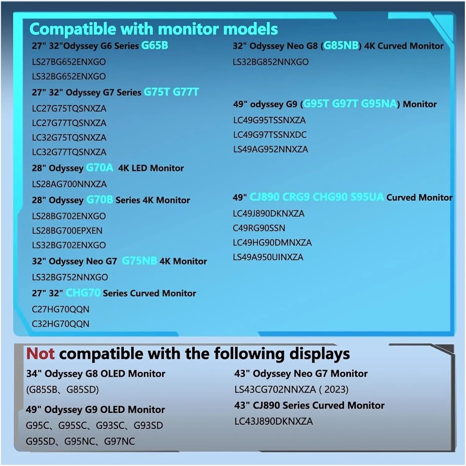 Wall Mounted Adapter Bracket, Compatible for Samsung，Odyssey G6 G65B G7 NEO G7 G75 G70A 27" 28" 32" VESA Monitor Adapter