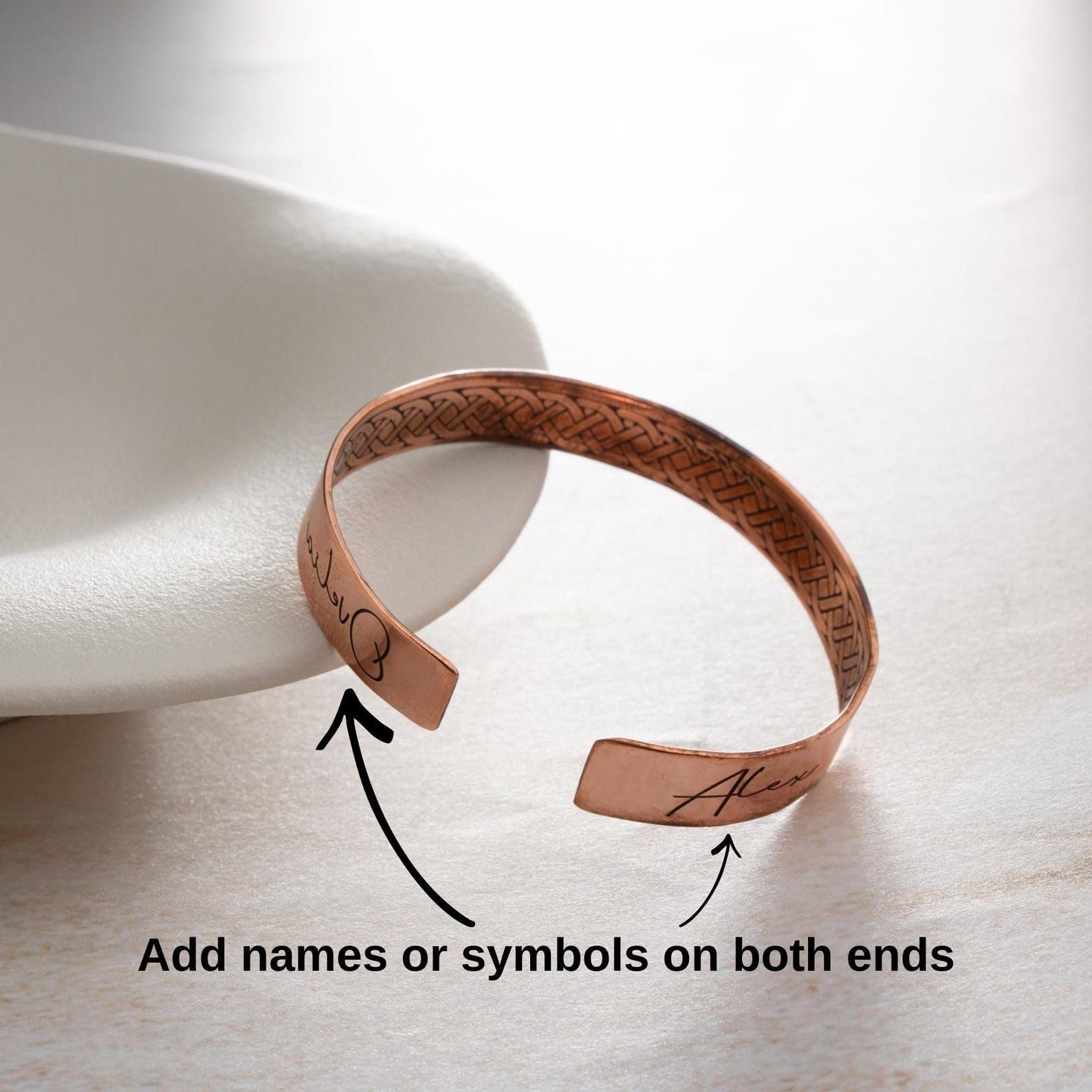 Pulsera de cobre ajustable hecha a mano Unisex pura cobre curación de la joyería de diseño celta