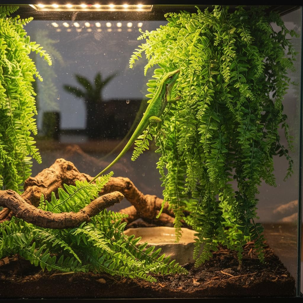 PINVNBY Reptile Plants Hanging Fake Vines Boston Climbing Terrarium Plant with Suction Cup for Bearded Dragons Lizards Geckos Snake Pets Hermit Crab and Tank Habitat Decorations (6 Pack)