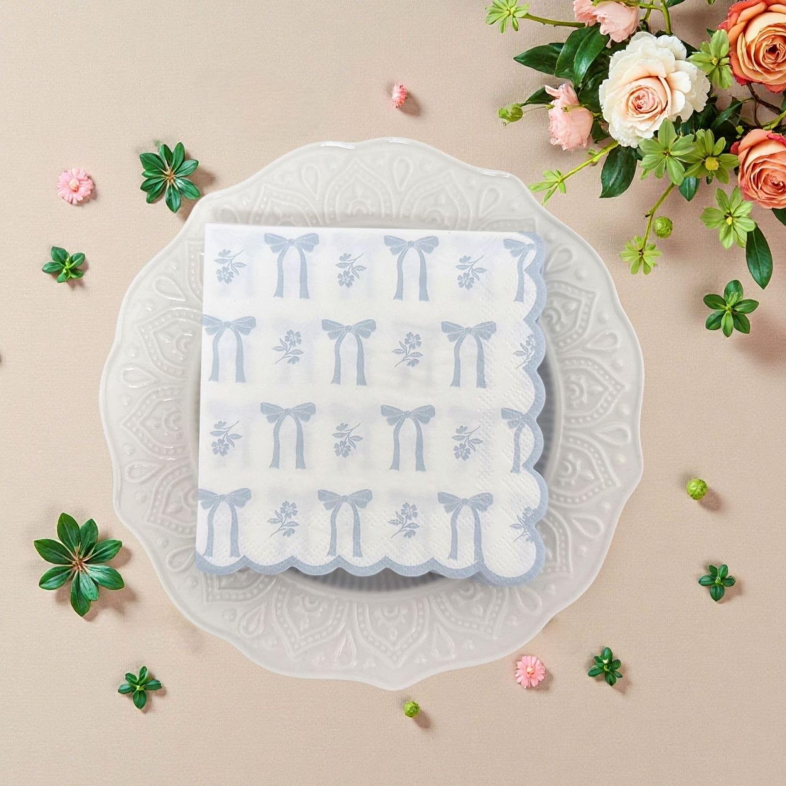 Serviette Papier Anniversaire Bleu Clair Fille Serviette de Table Mariage Serviettes Papier Jetables Cocktail Serviettes de Table en Tissu pour Partys Cocktail Mariage Toilette 30 Paquet(33x33cm)