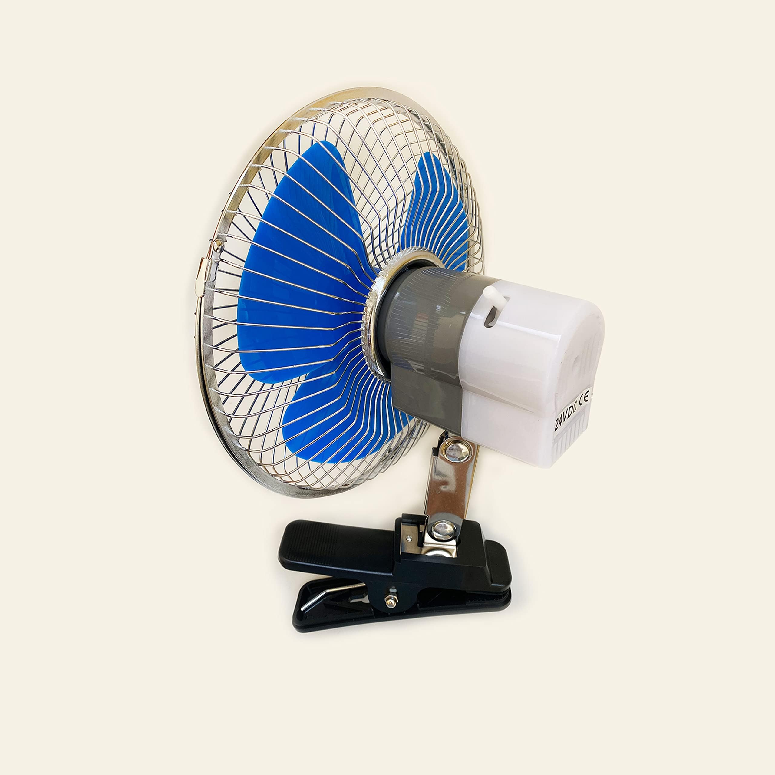 Mini Ventilador, 12v Mini Portátil Auto VehiculoClip-On Refrigeración Ventilador, Oscilante 180 GradosGiratorio(Azul)