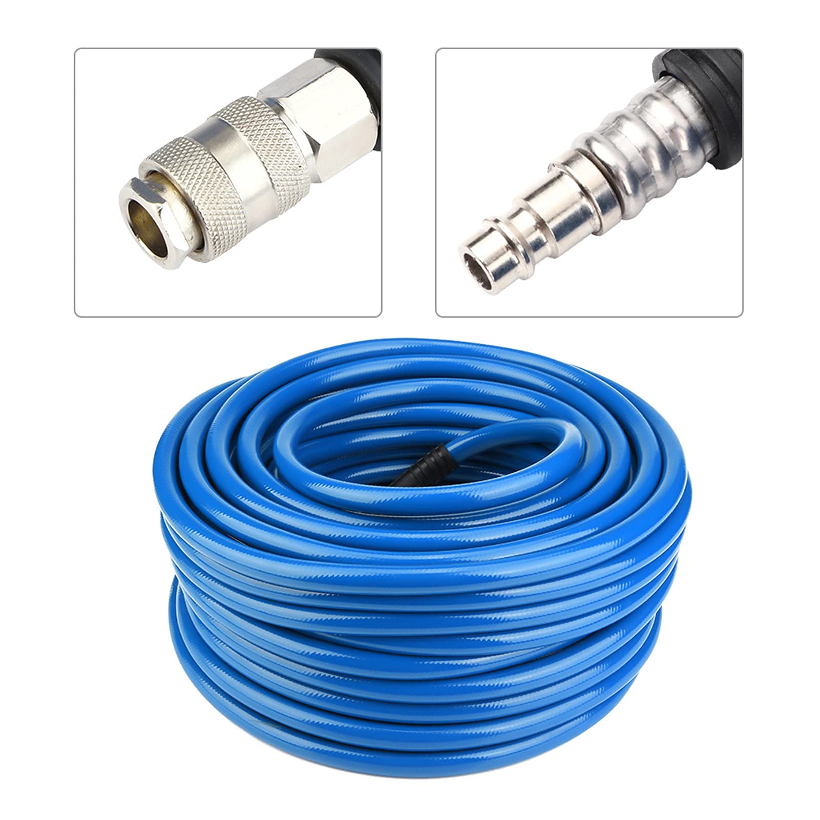Manguera flexible azul de la línea de aire con la manguera del PVC de Pneuma del conector rápido para el compresor de aire los 30M