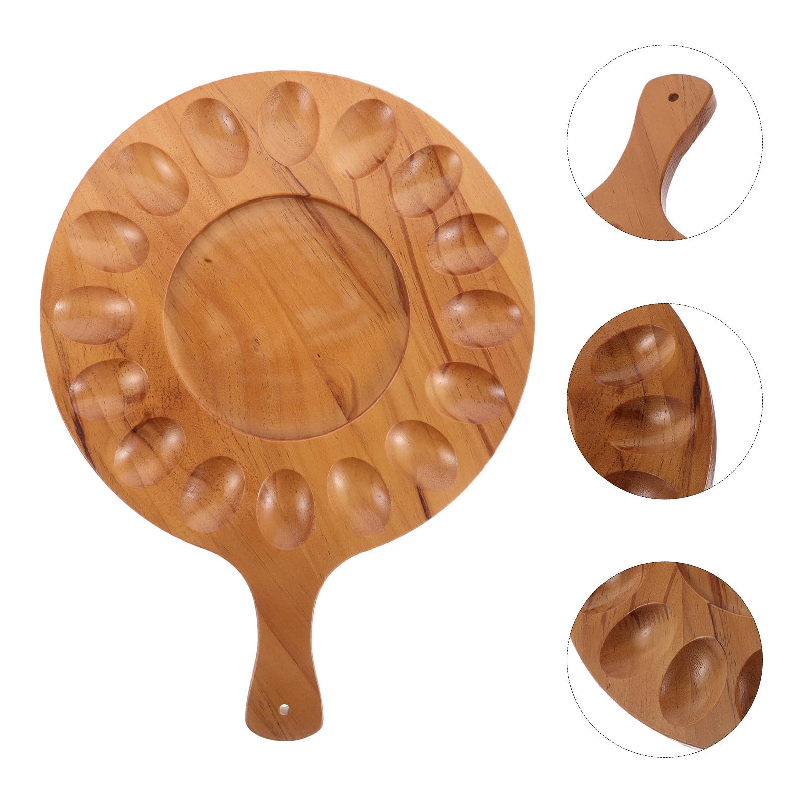 Organizador de Huevos de Madera para Encimera Diseño Creativo y 16 Compartimentos, Bandeja Pulida y Estilizada para Exhibir Huevos Rellenos en Cocina