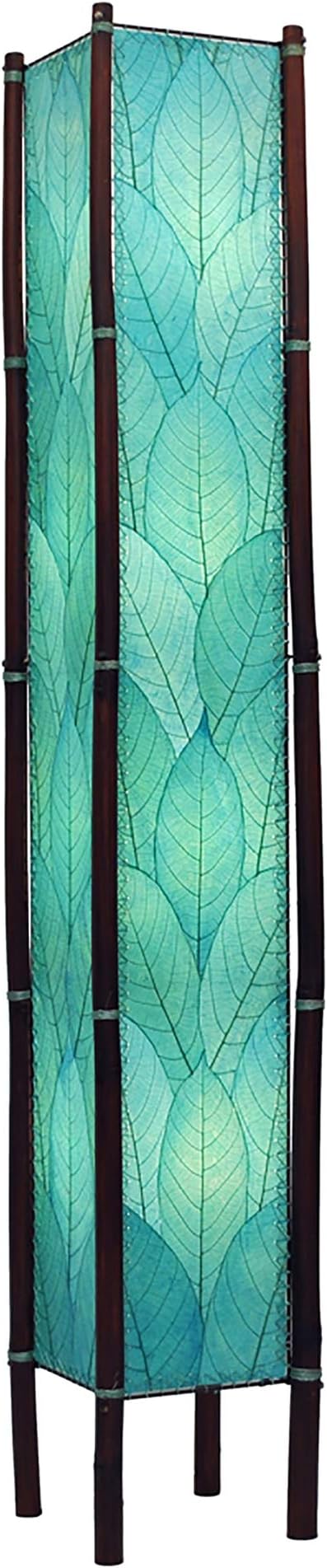 Eangee Home Design Fortune Giant Floor Lamp Sea Blue Shade Made of Real Cocoa Leaves 11 Inches Length x 11 Inches Width x 72 Inches Height (395 XL sb)