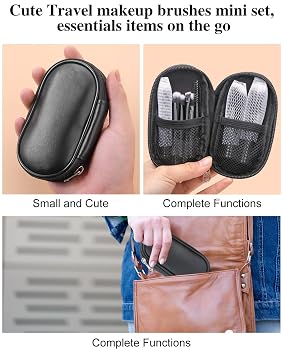 Mini Travel Makeup Brushes Portable Set for Women, Girls, 14 Pcs, Black