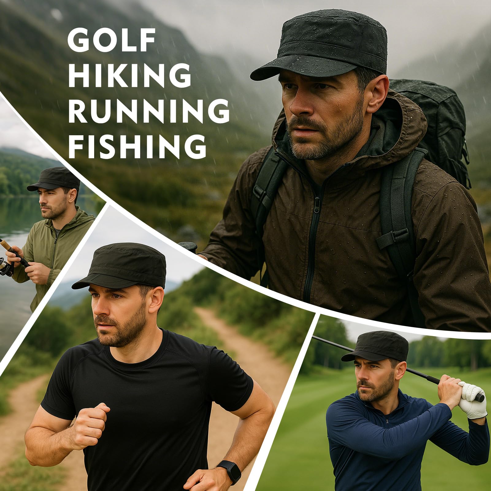 TOP-EX Cappello militare da uomo, impermeabile, con tesa pieghevole, per golf, corsa, attività all'aperto, berretto da baseball