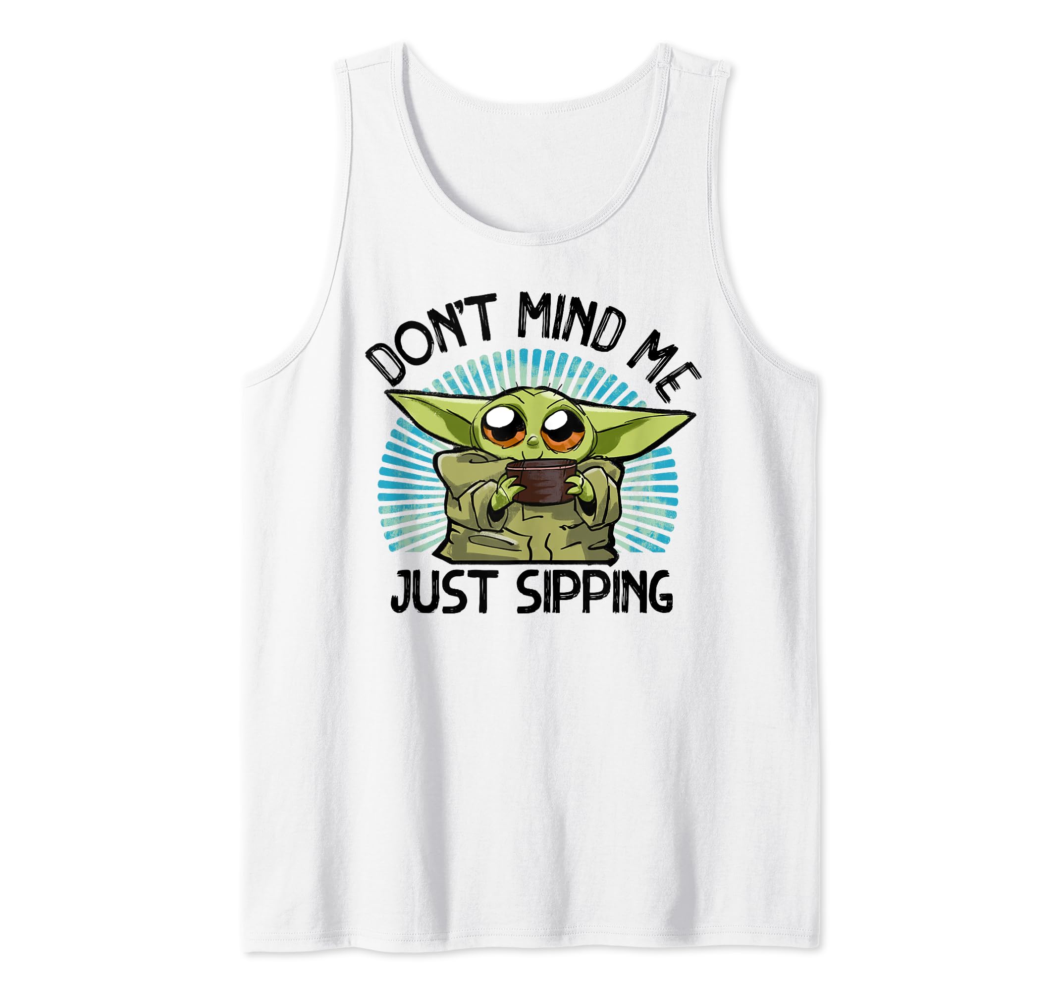 Star Wars The Mandalorian The Child Just Sipping Portrait Tank Top, White