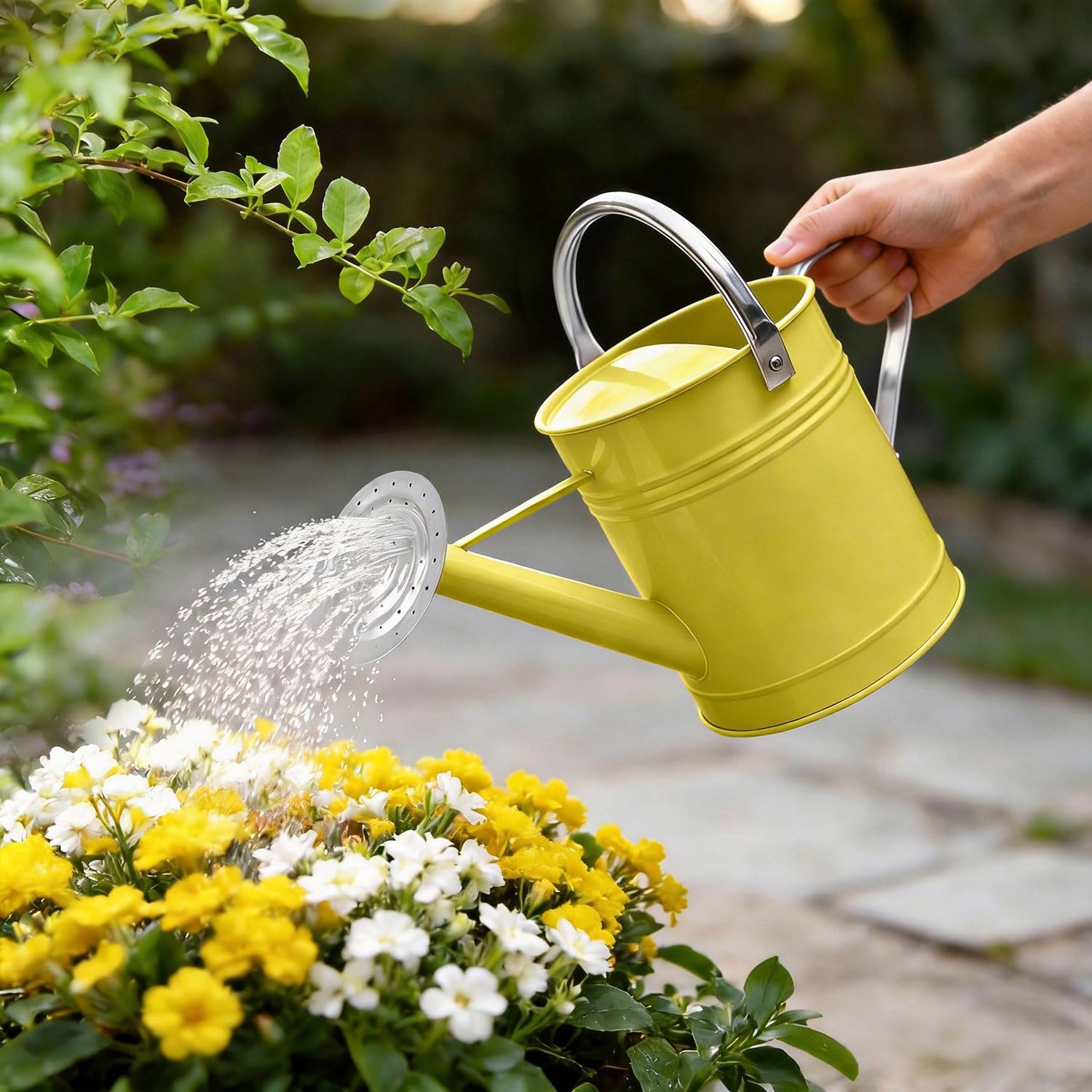 6,5L Metall-Gießkanne für Außen- & Zimmerpflanzen, verzinkte Stahl-Gießkanne mit abnehmbarem Ausguss, beweglichem Tragegriff, rostbeständigem Gießtopf für Garten, Rasen und Blumen