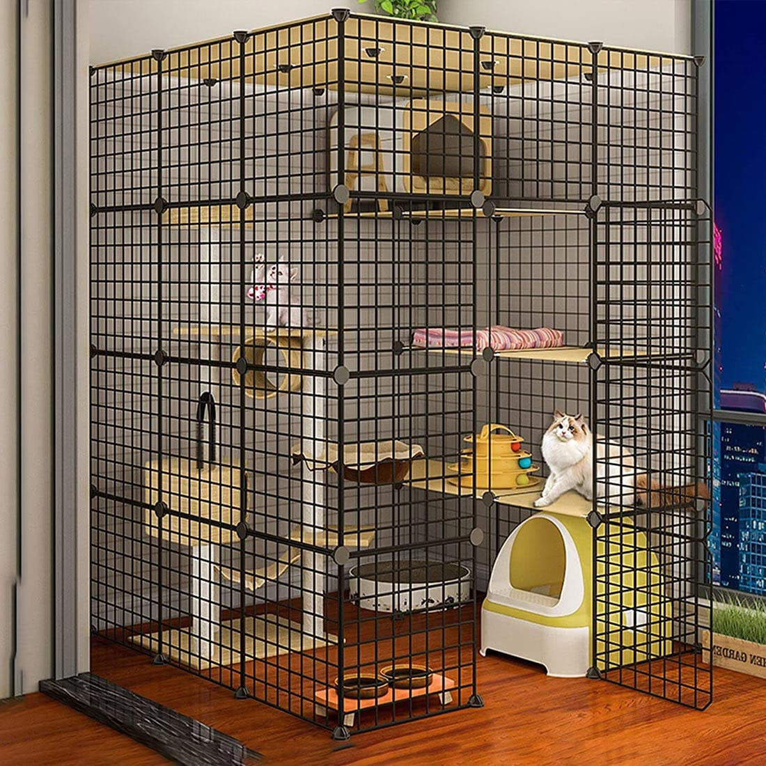 Amazon.co.jp: 猫 ケージ 大型2段 3段 4段 5段/子猫用ケージ猫脱走防止