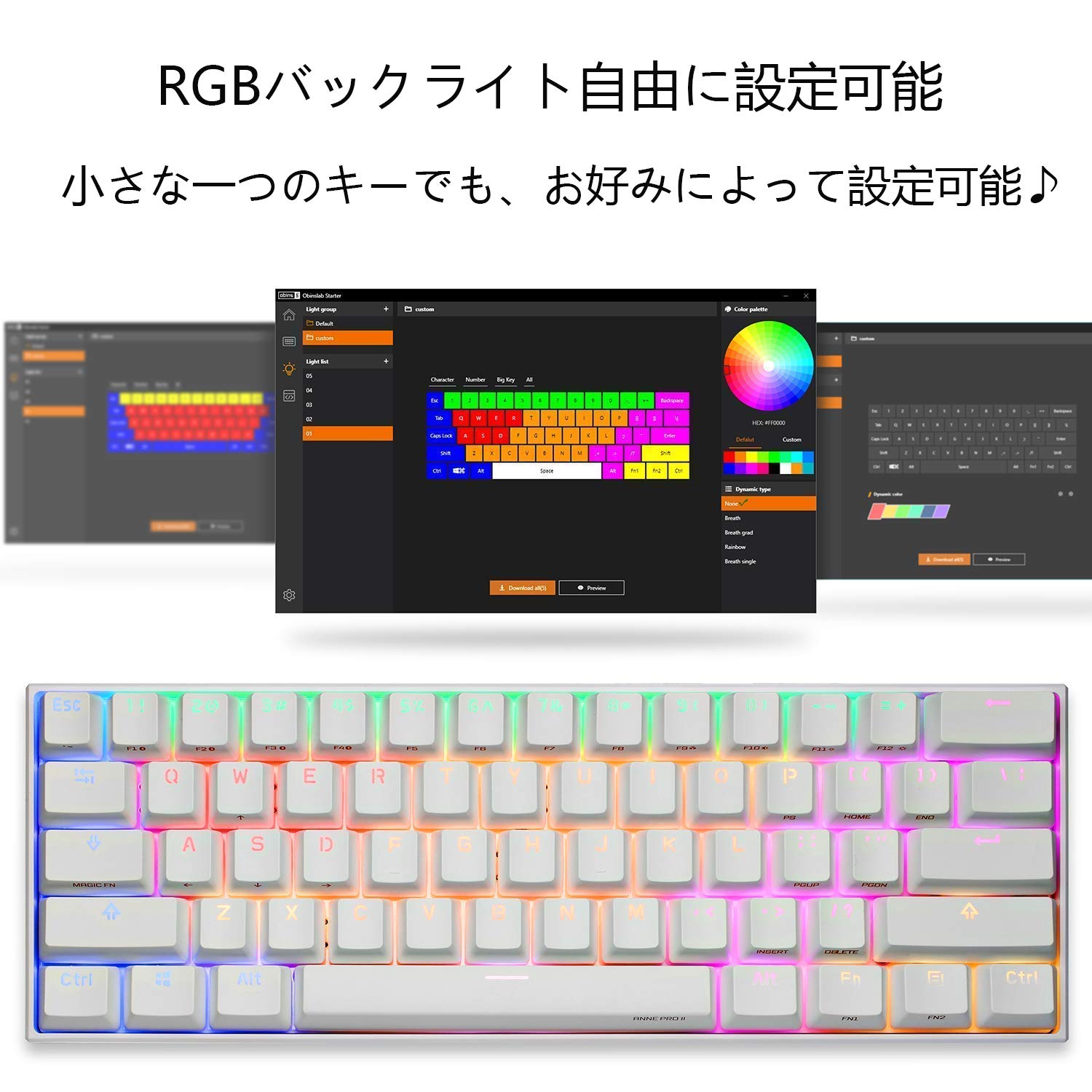 ANNE PRO 2 青軸 Anne Pro 2 RGB Mechanical Gaming Keyboard 60% 61 Keys
