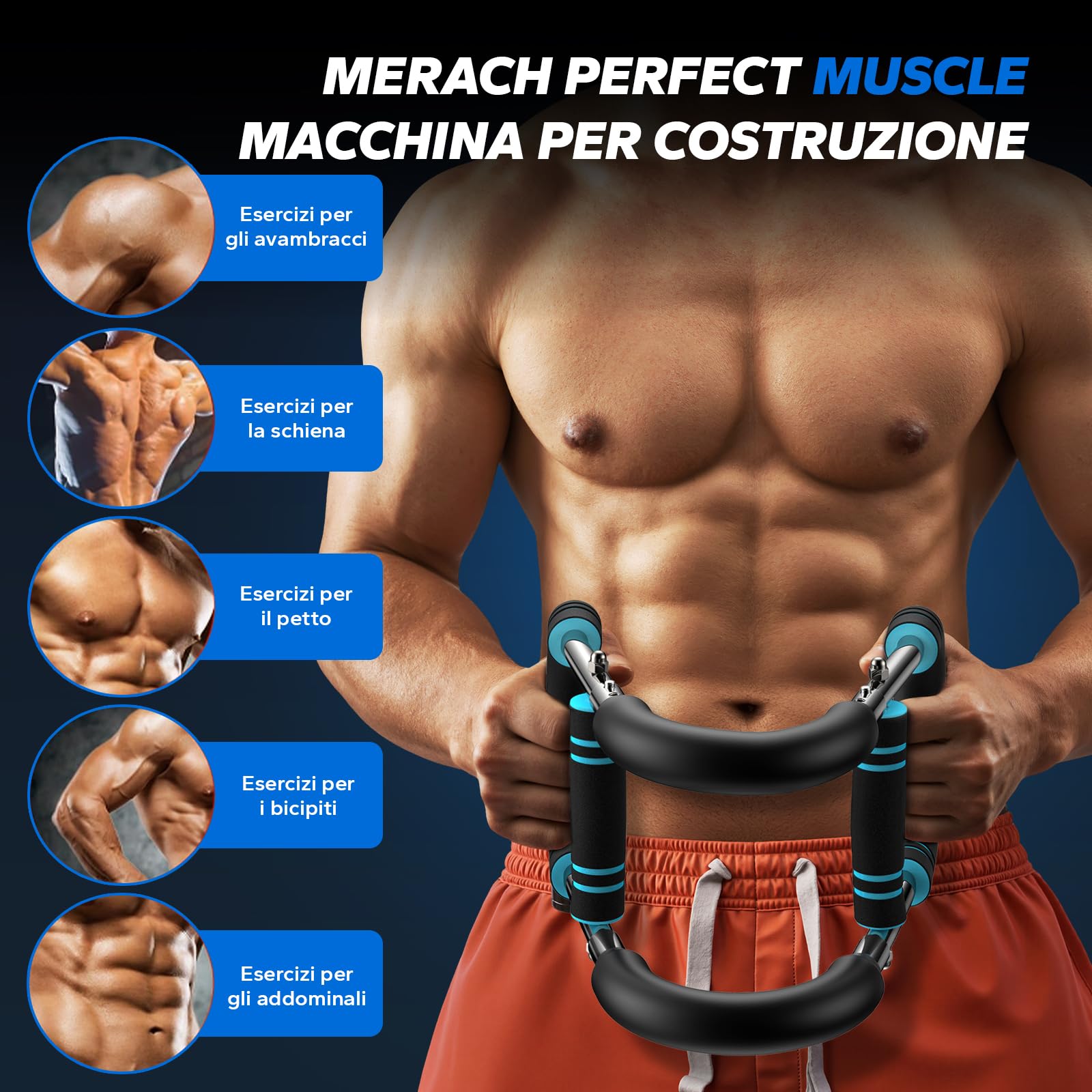 MERACH Twister Arm Trainer con 3 Resistenza, 27 a 50 KG Attrezzo per Allenare il Petto per Uomini, Portatile e Regolabile, Forma di U Trainer per Home Gym, Per Braccia/Petto/Spalle e Schiena